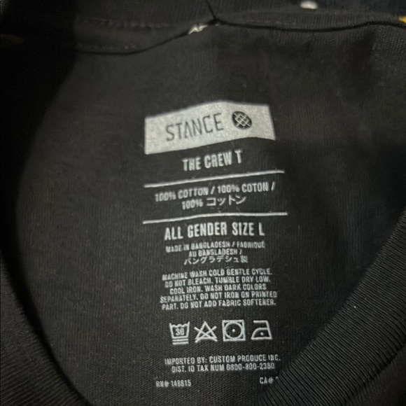 Stance Black Short Sleeve Tee Casual Comfort - Picture 4 of 6
